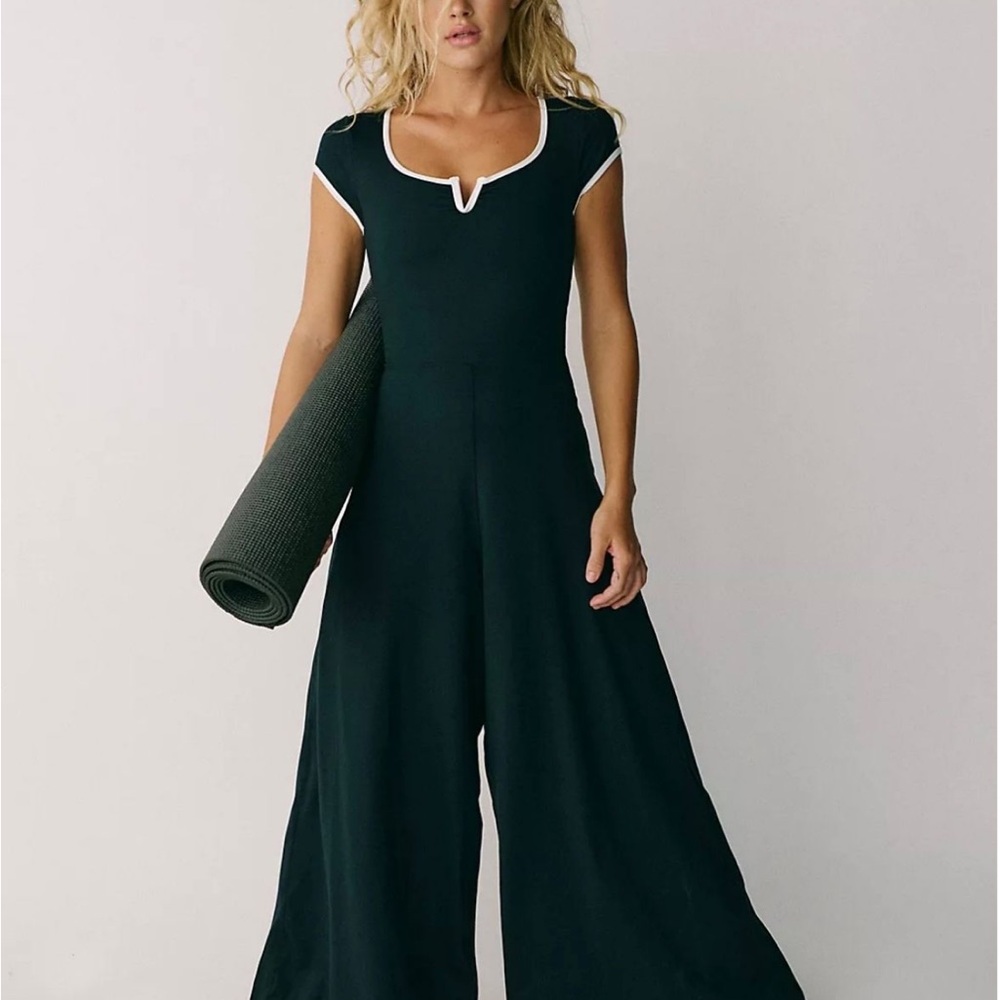 Free People Black Jumpsuit with White Trim